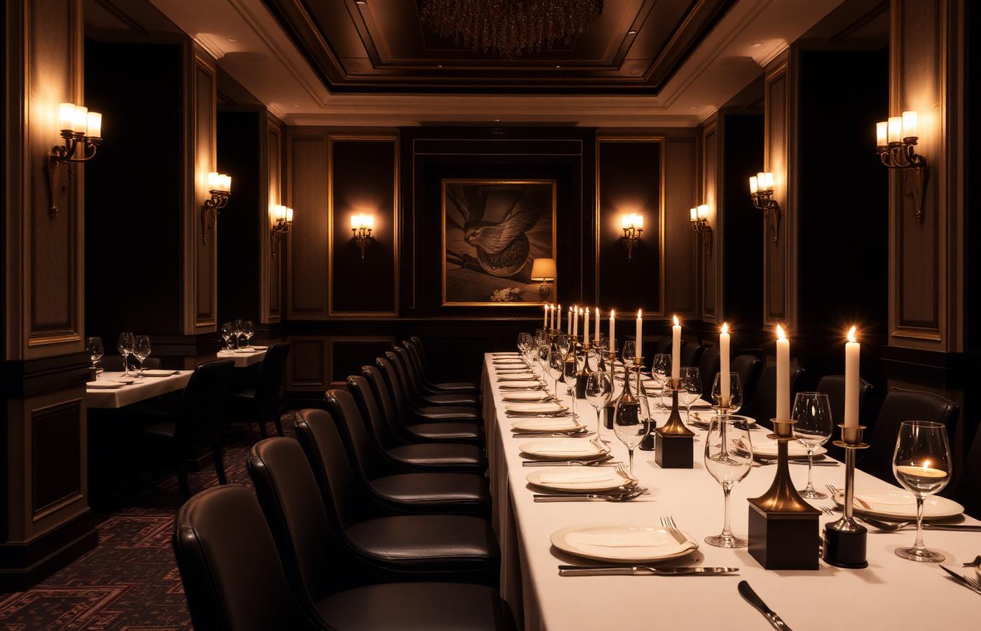 Lumière private dining room set with candles for a celebration